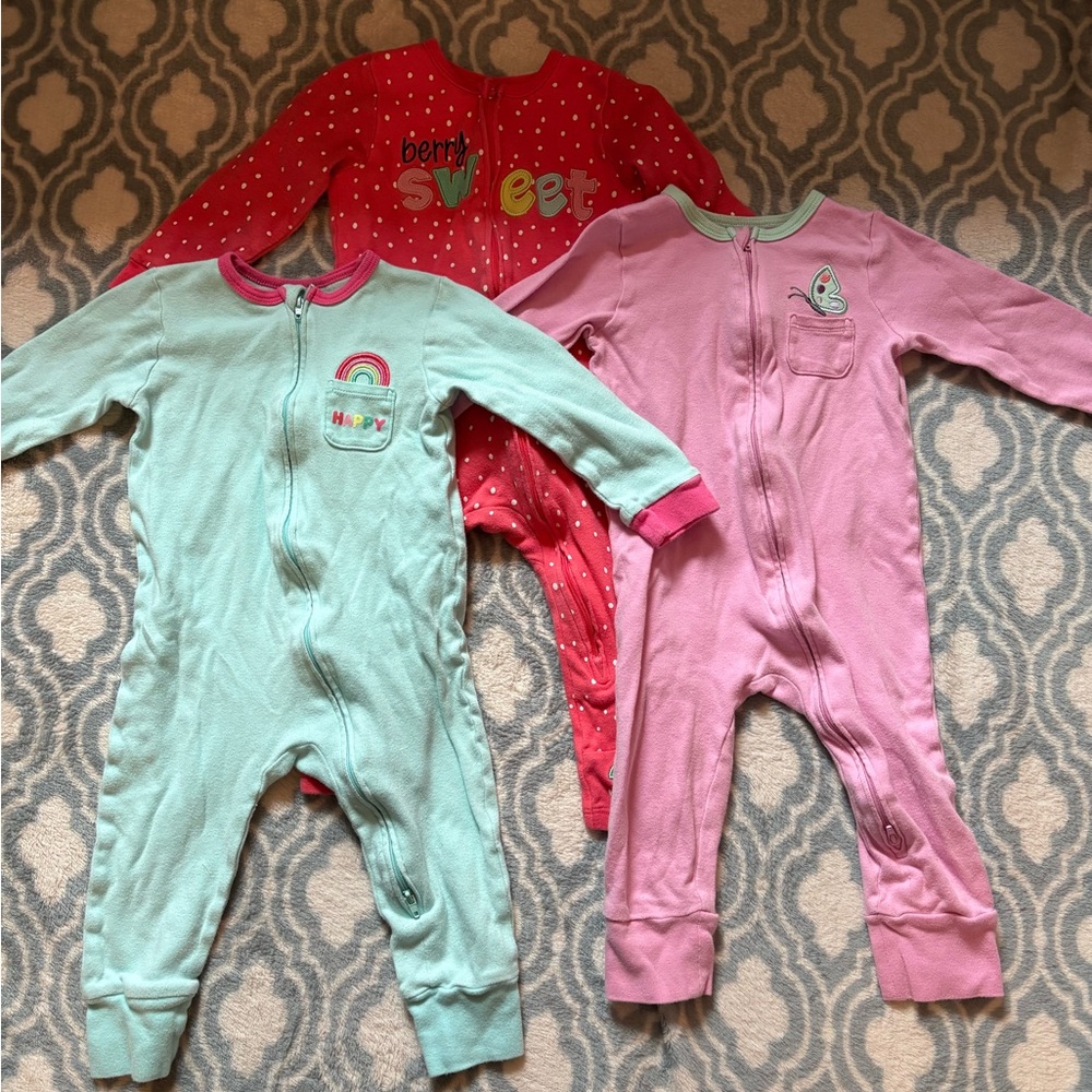 Set of 3 Koala Baby Size 24 months Girls Zip Up Pajamas